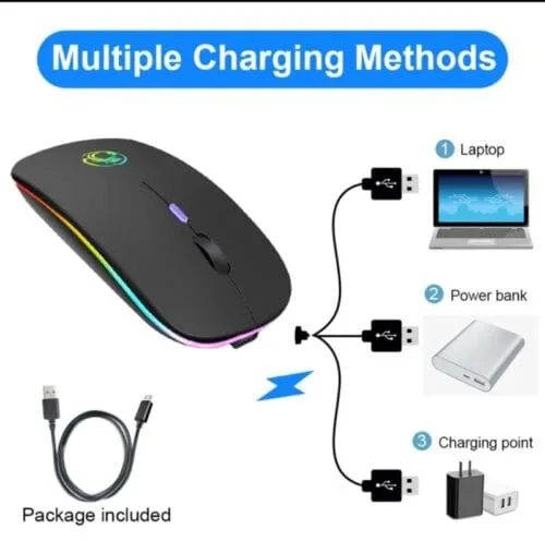 Wireless Mouse RGB Bluetooth Mouse Gamer Computer Mouse Silent Ergonomic Mause Rechargeable 5.0 Bluetooth USB Mice For PC Laptop - Image 5