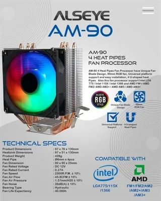 Alseye AM90 RGB CPU Cooler - Image 2